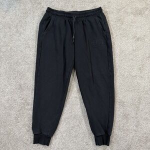 Puma Fleece Jogger Sweatpants L Black Athletic Training Lounge Casual Wear